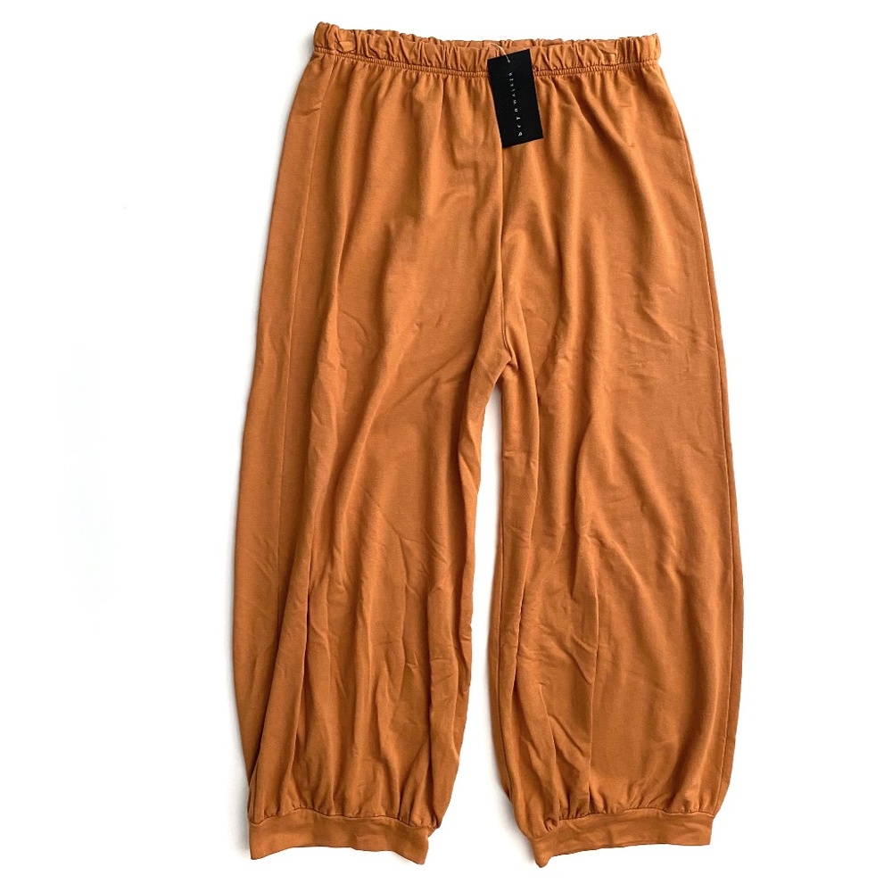 Bryn Walker Nwt Wyatt Bamboo Blend French Terry Wide Cropped Nutmeg Pants XXL